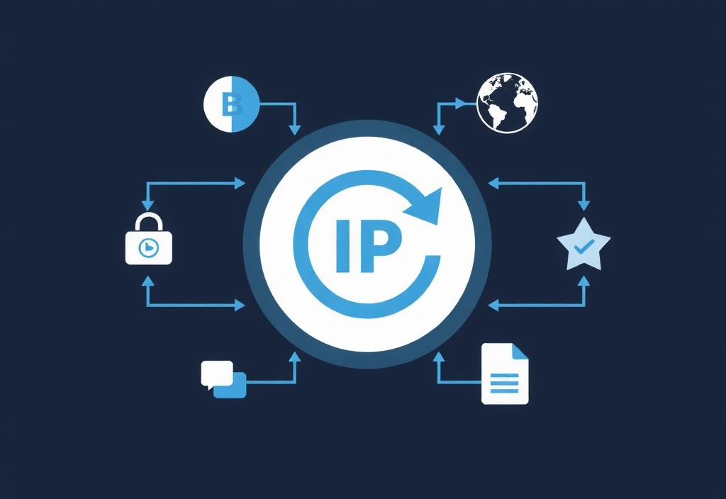 Simboluri de proprietate intelectuală și drepturi de autor, cu un fundal digital abstract